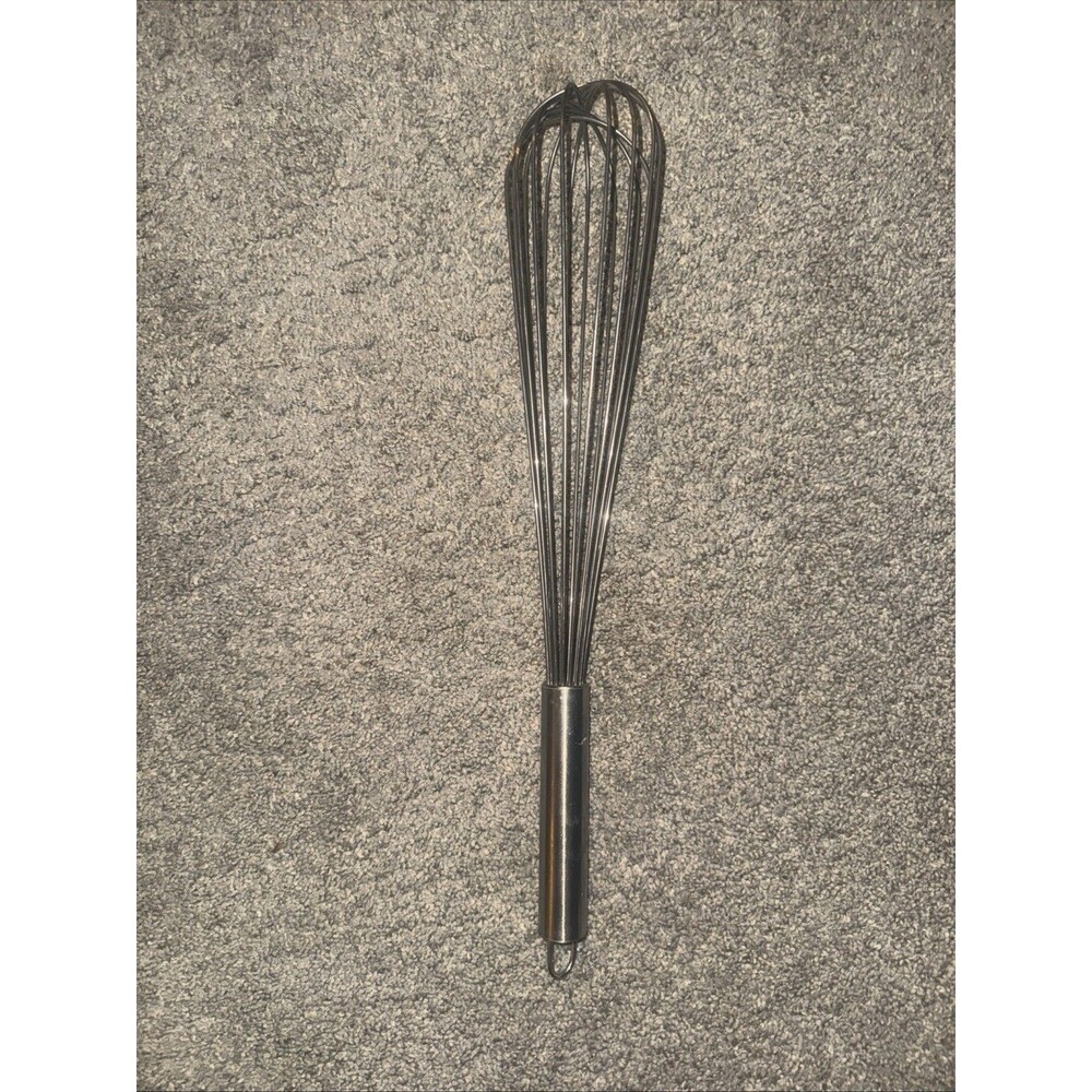 Vtg Commercial Wire Kitchen Whisk 18" Heavy Duty W Hanging Hook Stainless